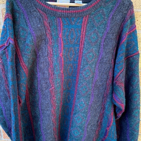 Vintage 1980s Riggins Coogi Style Knit Sweater Medium - Picture 7 of 11